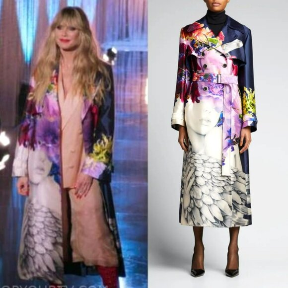 Jason Wu Purple Floral Print Silk Trench Coat Maximalist Art to Wear Eclectic - Picture 4 of 16
